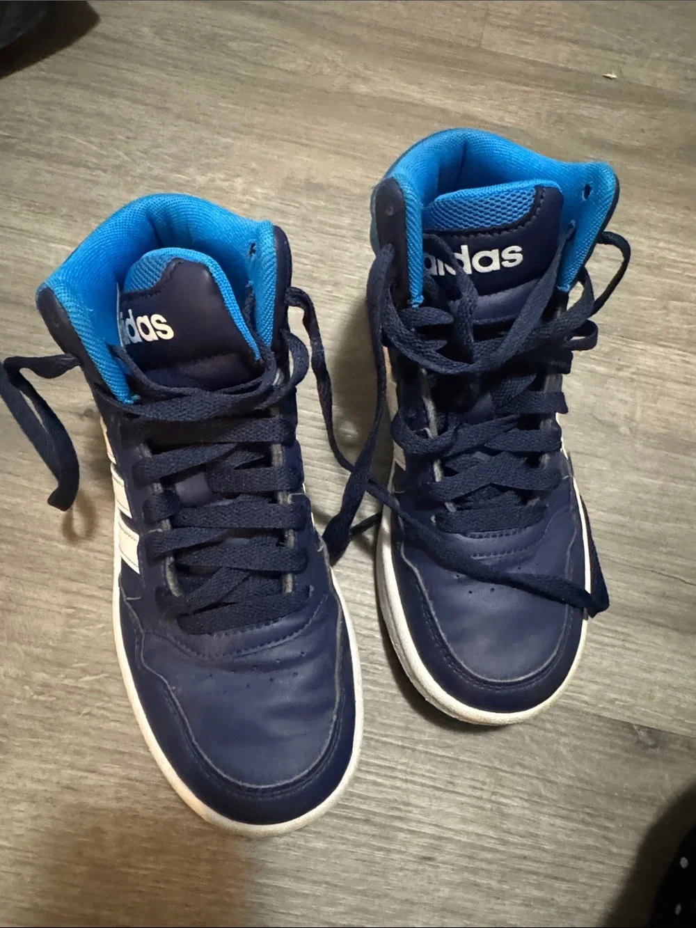 adidas Kids Navy and Bright Blue High-Top Sneakers. EUC. Size 2